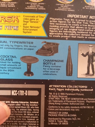 Data, Lt Comm in 1940's Attire Playmates '95 Star Trek Next Gen TNG Sealed (L3) - Picture 14 of 15