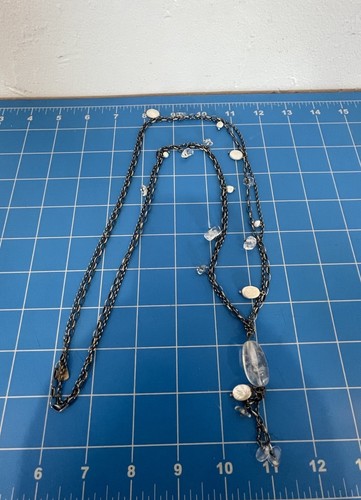 SILPADA Sterling silver 2 Strand Necklace & Pendant (Long /Pearl Clear Stone - Picture 1 of 10