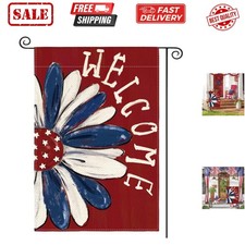 Patriotic 4th of July Garden Flag 12x18 Inch Double Sided Outside, Memorial D...