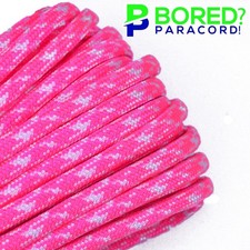 Neon Pink and White Camo - 100 FT - 550 Paracord Rope 7 strand Parachute Cord