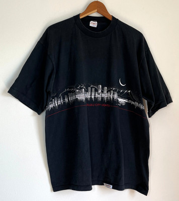 Vintage 90s Crazy Shirts Hawaii Honolulu City Lights T-Shirt Double-Sided Sz XL