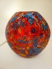 Vintage Murano Italy art glass vase red millefiori 11" tall