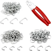 270 Pcs 3 Sizes Galvanized Hog Rings Kit with Pliers for Fencing Upholstery
