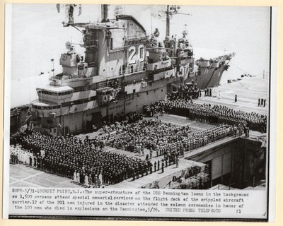1954 Memorial Services 100 Killed CVA-20 USS Bennington Original Telephoto