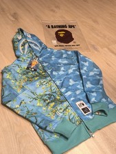 Felpa con cappuccio BAPE x Van Gogh Museum Shark - "Fiore di mandorlo", blu, taglia L