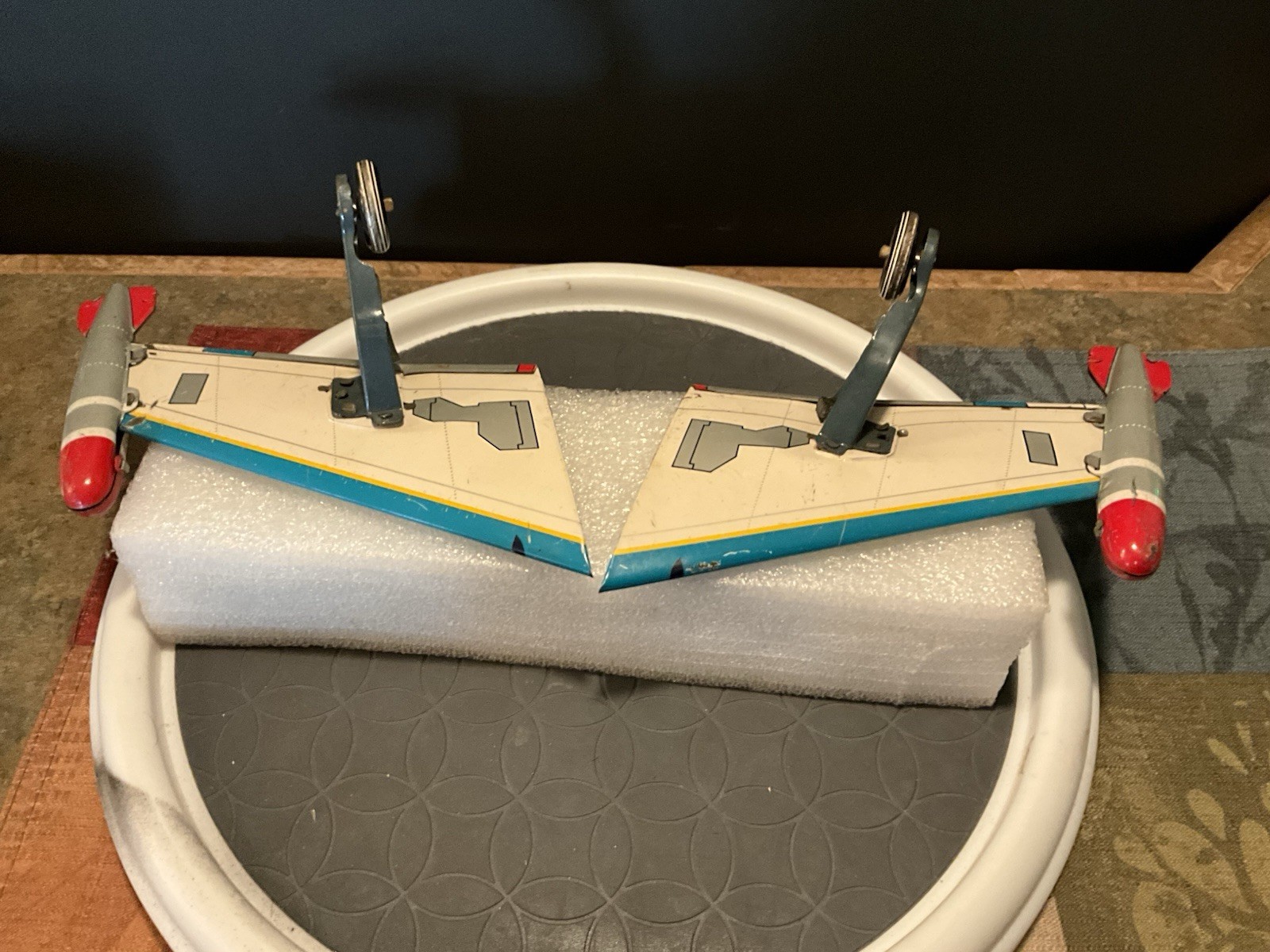 Vintage Tin Pair USAF Jet Plane Wings For Battery Operated Toy 1960s, Wings Only