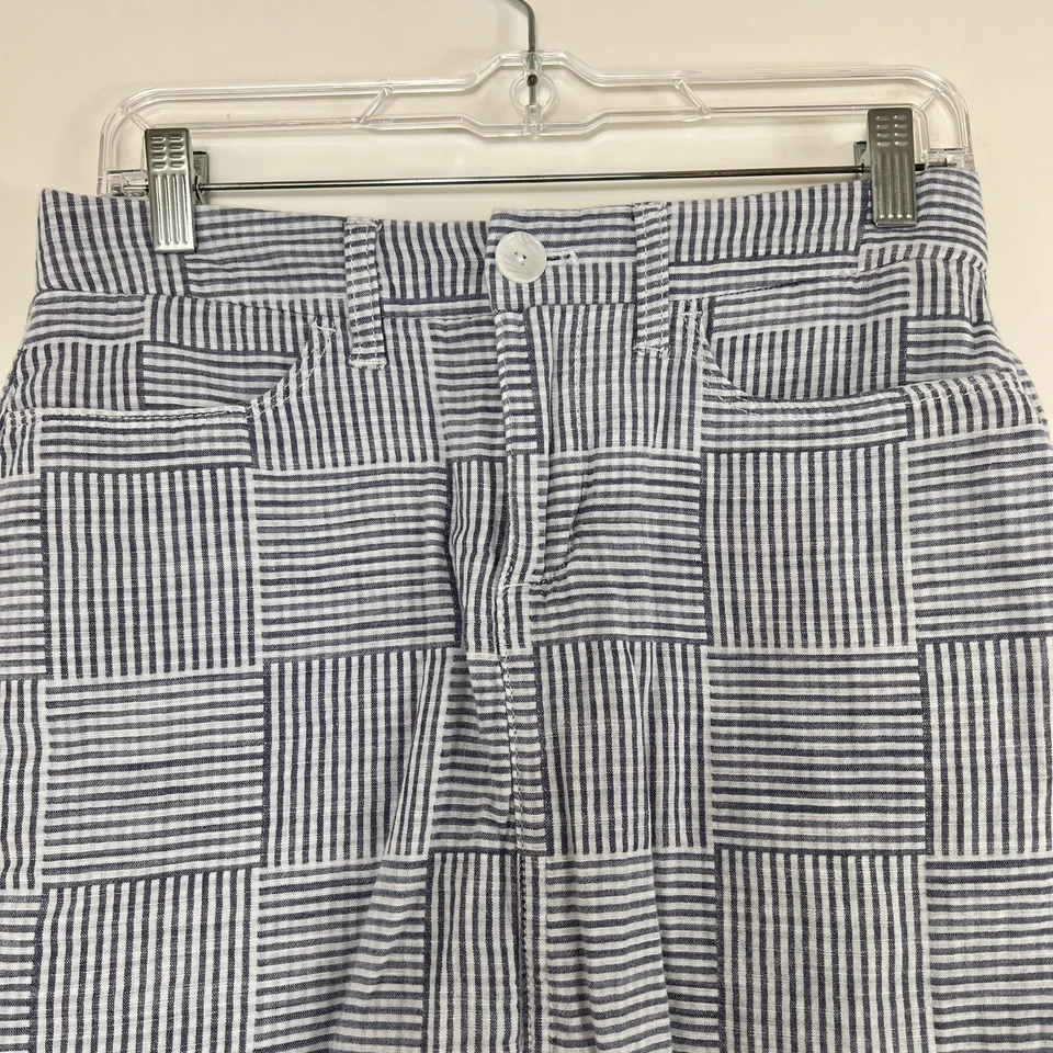 Falda corta Croft & Barrow para mujer talla 4 por encima de la rodilla mini línea A azul acolchada a rayas Foto 2 de 4