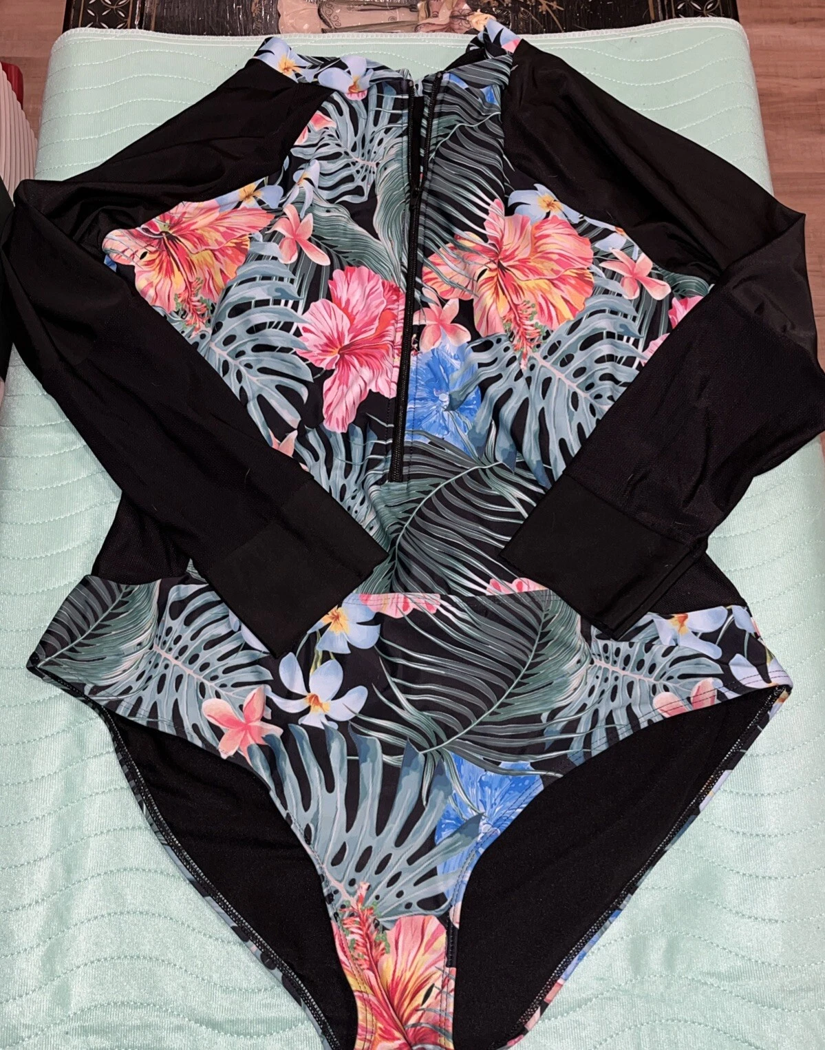 SHEIN Surf Swim Long Sleeve One Piece Swim Bathing Suit Swimwear Sz 3XL