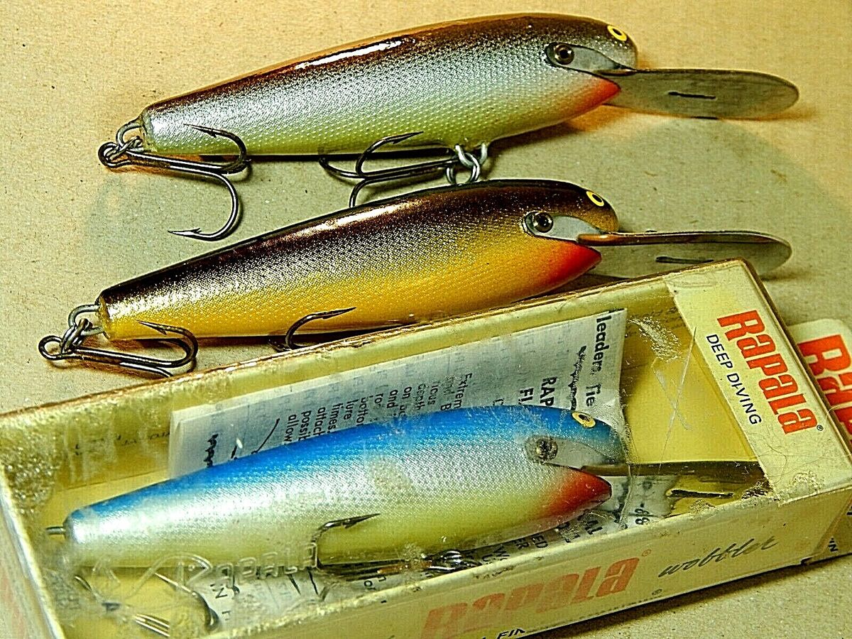 3-lot Collection 60's Vintage Rapala DD-90 Floating Deep Diver 9cm/15g  S/G/B-NOS