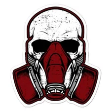 Skull Gas Mask, Vinyl Decal Sticker, Indoor Outdoor, 3 Sizes, #7593