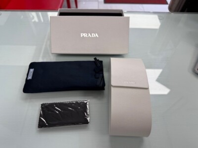 Prada XL Sunglasses Hard Case with Cloth Box White Authentic