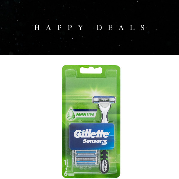 Gillette Sensor Razor Handle With 6 Sensor 3 Sensitive Cartridges