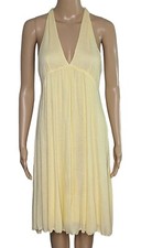 DIANE VON FURSTENBERG Yellow Striped Theo Halter Jersey Knit Dress Sz 4