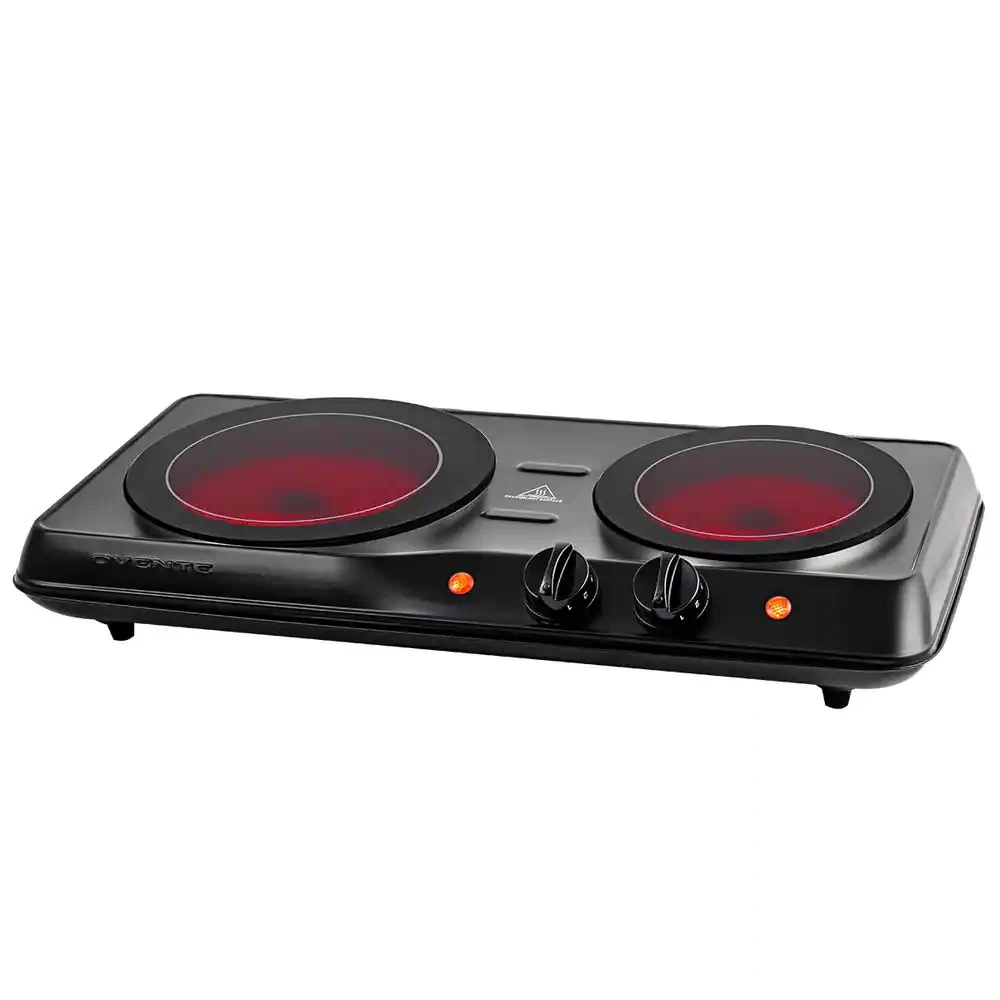 Portable Stainless Steel Electric Cooktop Infrared 2-Burner, 7.75 in & 6.75  in