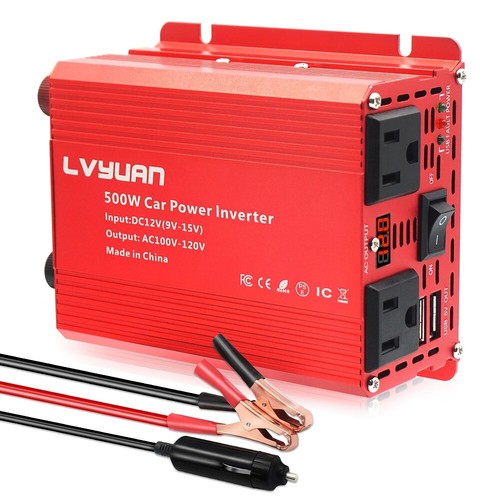 500W Power Inverter 12V to 110V 120V 2USB 2Sockets Charge Phone Laptop Converter - Picture 9 of 9