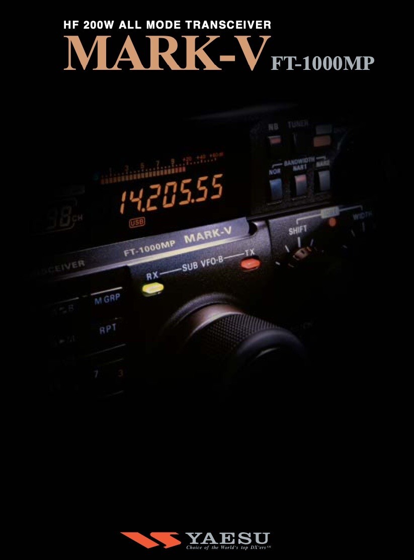CDROM YAESU FT-1000MP MARK V 200W OPERATING/SERVICE MANUAL CDROM YAESU FT-1000MP MARK V 200W OPERATING/SERVICE MANUAL