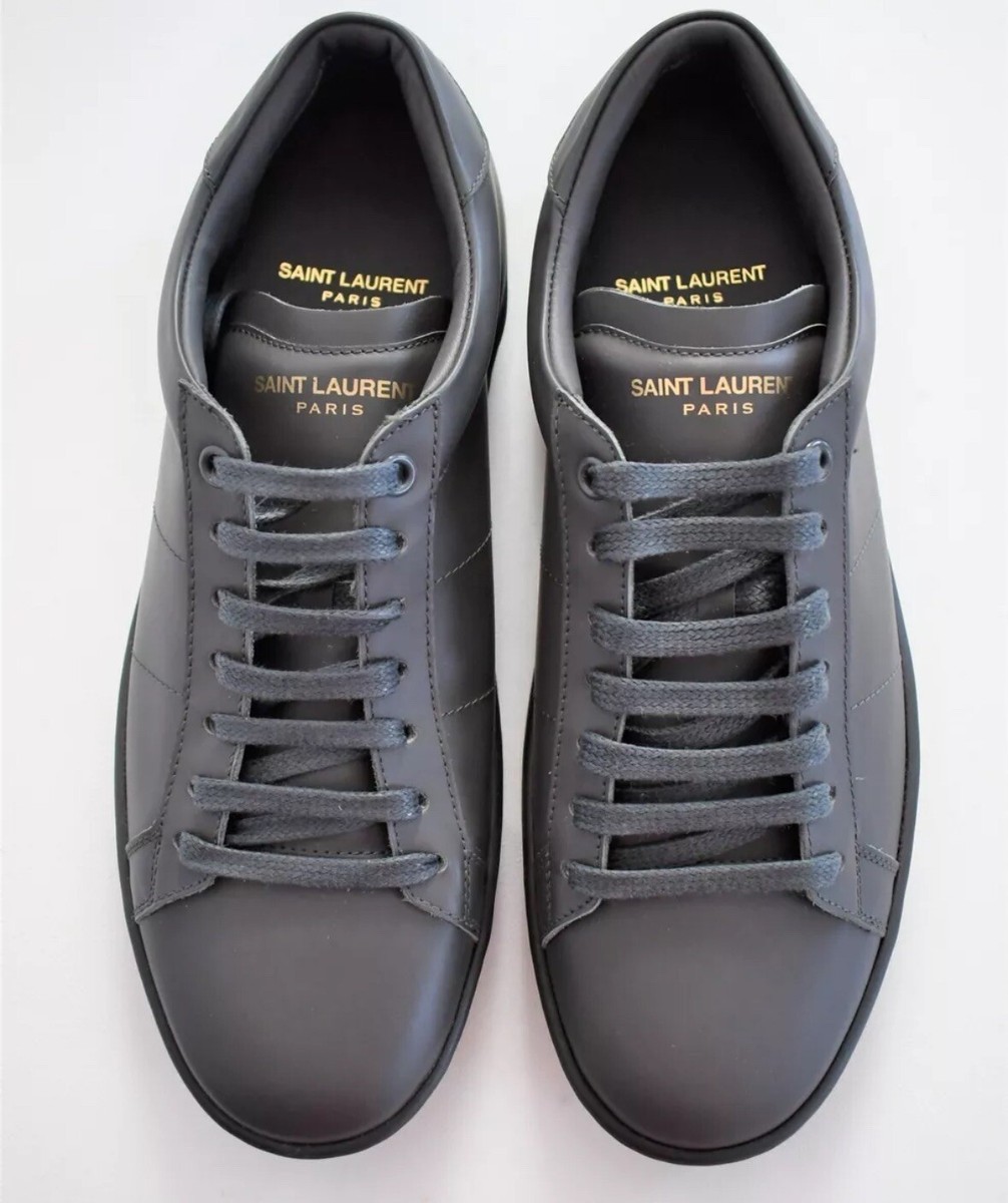 SAINT LAURENT SL/01 Dark Gray LEATHER LOW-TOP Sneakers Shoes EUR
