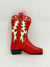 NWOT Vintage Western COWGIRL COWBOY BOOT Christmas Tree Ornament Faux Leather