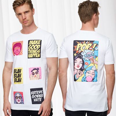 Herren Uniplay Designer Rundhals T-Shirt Modern Comic Pop Art Kurzarm Meme