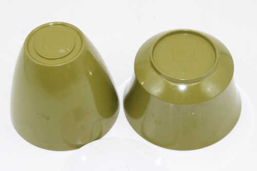 2 zuccheriere vintage Allied Chemical Melmac melamina verde oliva 1 coperchio - Foto 6 di 9