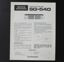 Equalizzatore grafico originale PIONEER SG-540 Owner's Manual / manuale di istruzioni