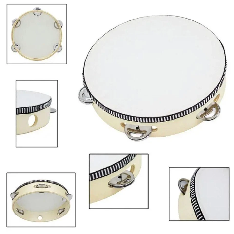 ✿Hand Held Musical Tambourine Drum Bell w/ Metal Ringtone Drum Percussion I9H1 - Image 4 of 4
