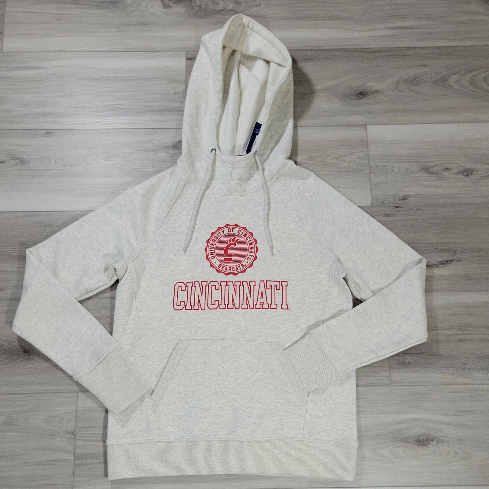 Cincinnati Bearcats Pullover Hoodie Women's Small Oatmeal College Seal Heather