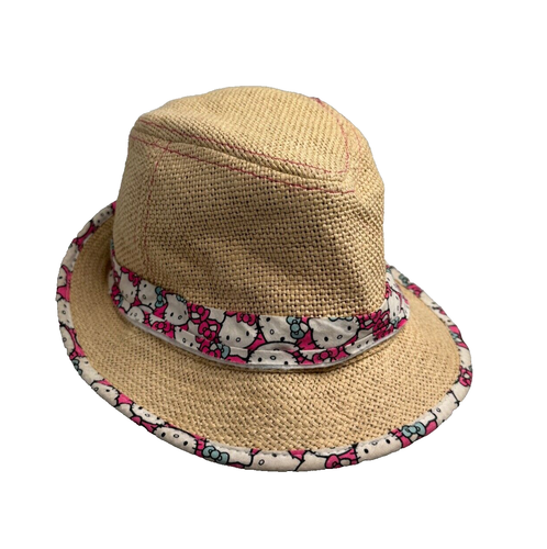 Hello Kitty S/M Hat by Sanrio 2012 Fedora Bucket Straw Hat 19” Circumference