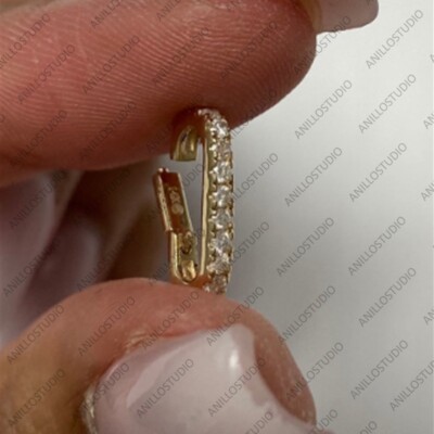 Natural Diamond Oval lock Charm Enhancer For Pendant,Necklace In 14k Yellow Gold
