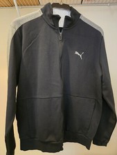 PUMA MEN'S LARGE SWEATER JACKET FULL ZIP BLACK  GRAY WITH PUMA LOGO MEN SIZE L