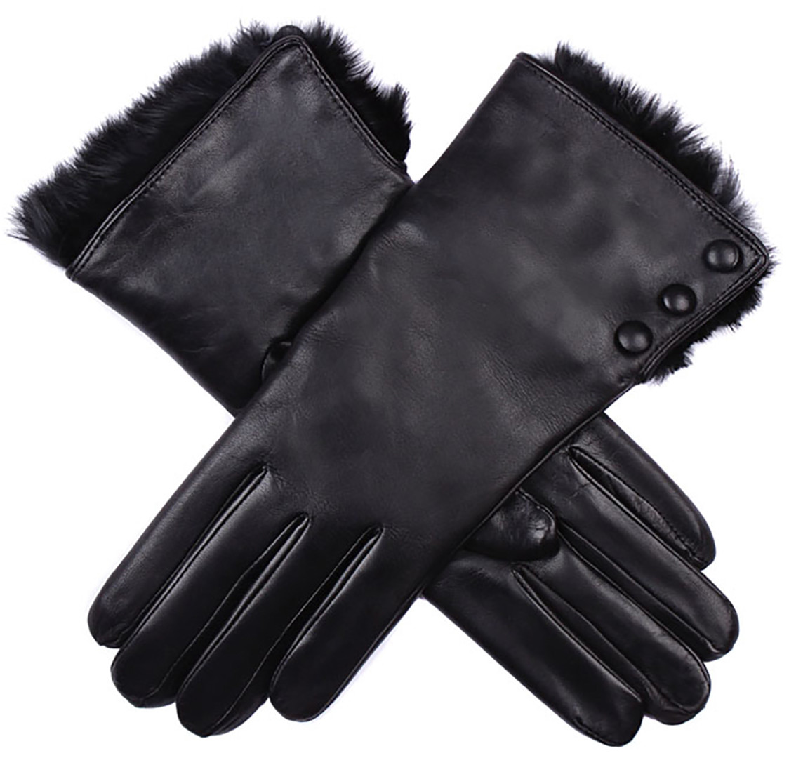 Dents Sophie wool lined hairsheep leather gloves with rabbit fur