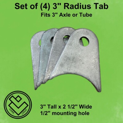 3'' Radius Tabs -Set of (4), Axle Mount Tabs, Suspension, Sway Bar, Crawler tab