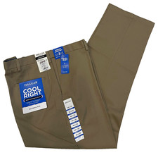 Mens Haggar Cool Right Performance Flex Classic Fit Pants 40X32 Khaki Heather
