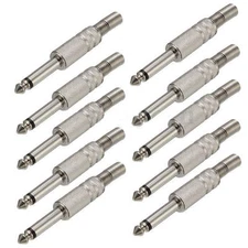 10Pcs 1/4'' 6.35mm Male Mono Monaural Audio Cable Jack Connector Adapter Plug
