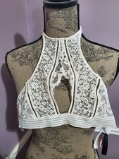 Victoria Secret Bra Size Xs Extra Small Keyhole Halter Top With Lace White