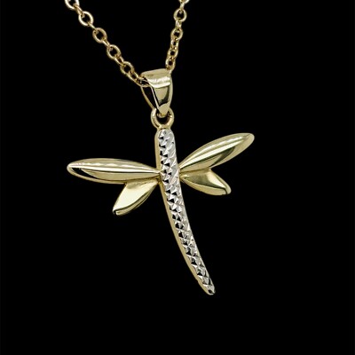 9ct Yellow and White Gold Dragonfly Pendant 1.4g  Preloved