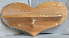 Unfinished Solid Pine Wood Heart Shelf With Hanging Peg NIP