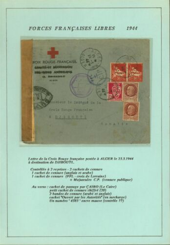 Frankreich 1944 - Rotkreuz Brief nach Dschibuti. Zensiert in Ägypten....(EB) AR-07481