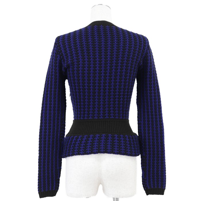 Christian Dior Low-gauge Knit Sweater Striped Peplum Women Size 38 Blue/Black thumbnail 7