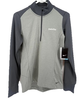 Nike Golf Deloitte Pullover Women's Small 1/4 Zip Long Sleeve Gray USA Flag NWT
