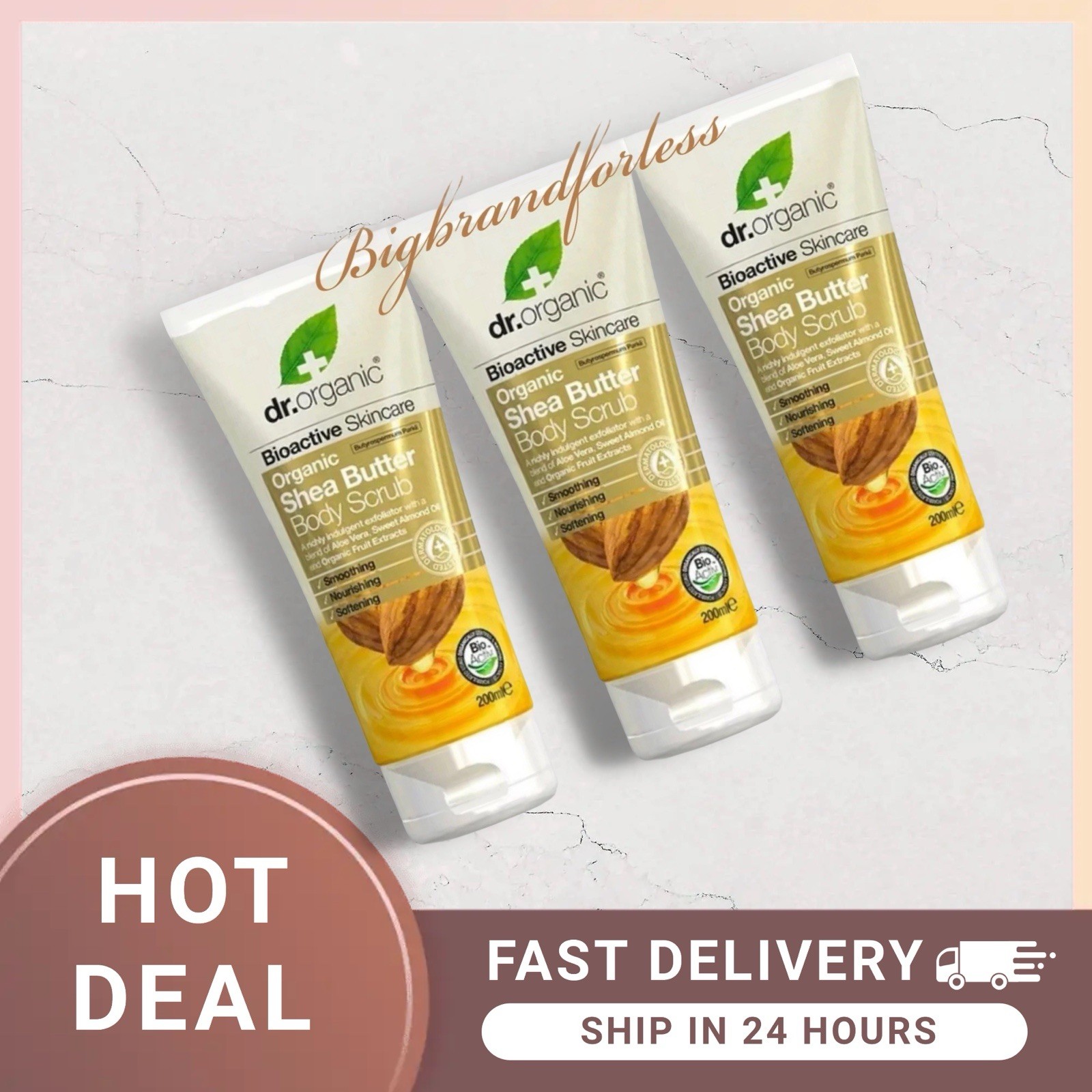 Dr. Organic Shea Butter Body Scrub 200 ml X 3 Pack