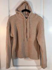 Club Monaco Textured Knit Hoodie Sweater Tan XS