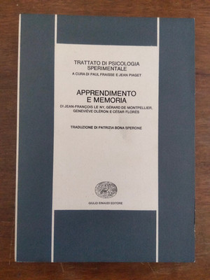 ''Lernen und Gedächtnis'' Herausgegeben von P. Fraisse & J. Piaget ,Einaudi 1982 ,2^ ed