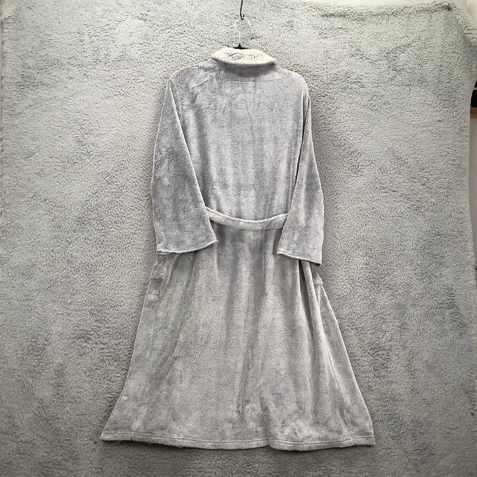 Bata Oscar De La Renta para mujer gris medio felpa polar con cinturón salón baño Foto 2 de 4