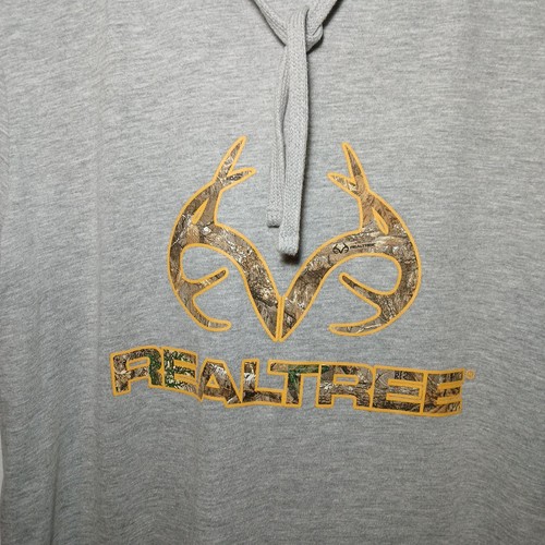 Antler Creek Realtree Size Medium Short Sleeve Hoodie Gray And Camo Logo NWT! - Picture 2 of 4