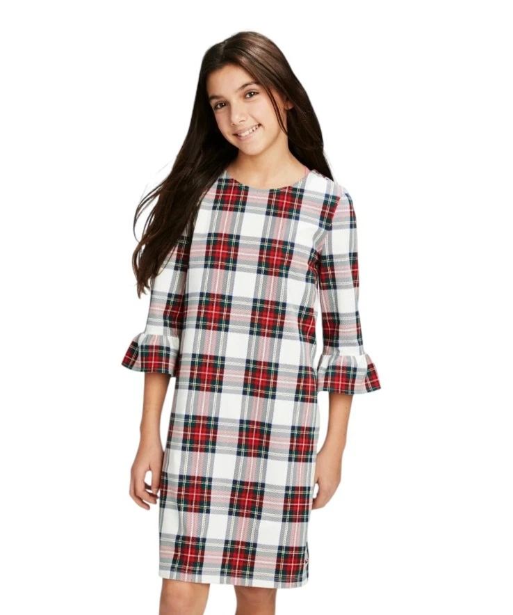 Vestido a Cuadros Tartán Manga Volantes Vineyard Vines Niñas S (7-8) Malvavisco Foto 4 de 4