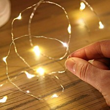 30 LED Warm White Fairy String Lights 9.5Ft Battery Timer Silver Wire