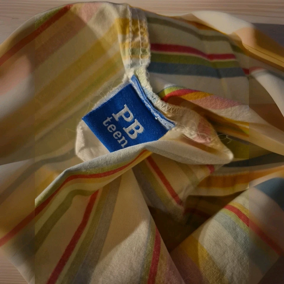 Pottery Barn PB 儿童条纹床单 4 件套扁平贴合 2 件枕套全尺寸  — 第 3/4 张图片