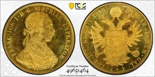 1915 Austria Francis Joseph I LRG Gold 4 Ducats Coin Restrike PCGS MS62 cb497