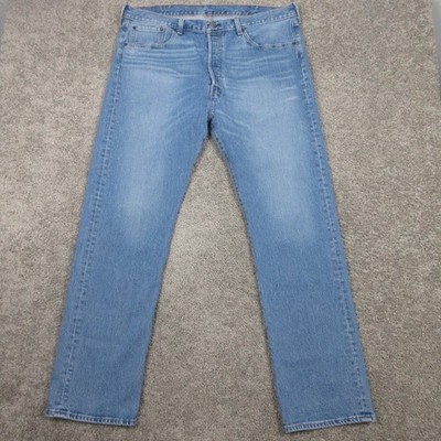 Levis Jeans Mens 38x32 Blue 501 Button Fly Faded Whisker Regular Denim Pants